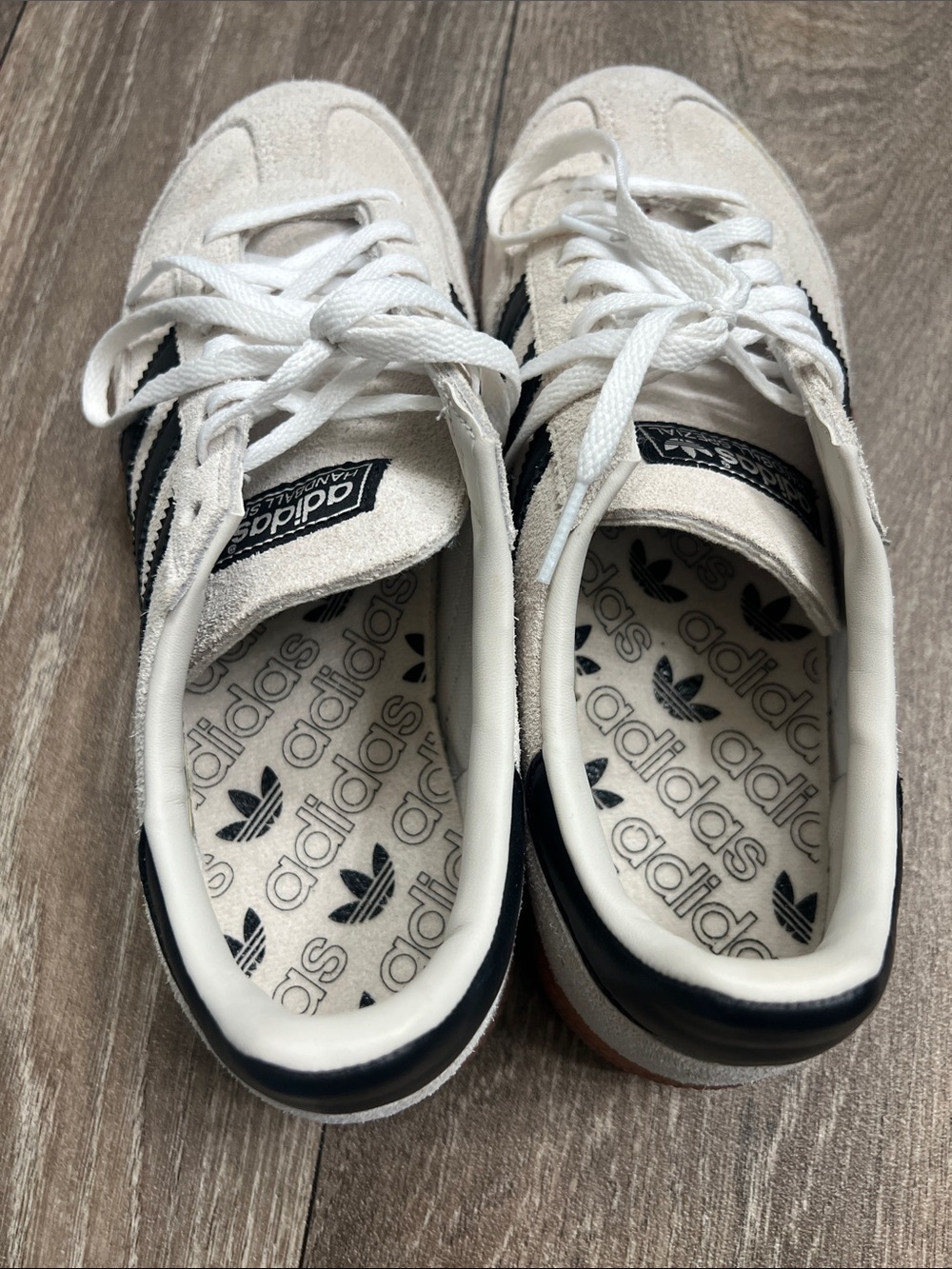 Adidas Spezial Off-White Suede Sneakers with Black Stripes and Gum Sole - Picture 6 of 11